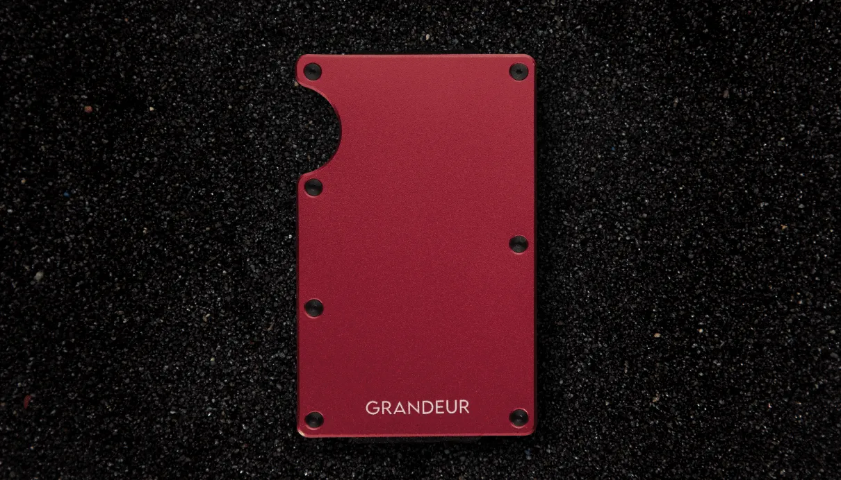 Grandeur - Aluminium Volcano Red Cardholder RFID 85 X 45 MM