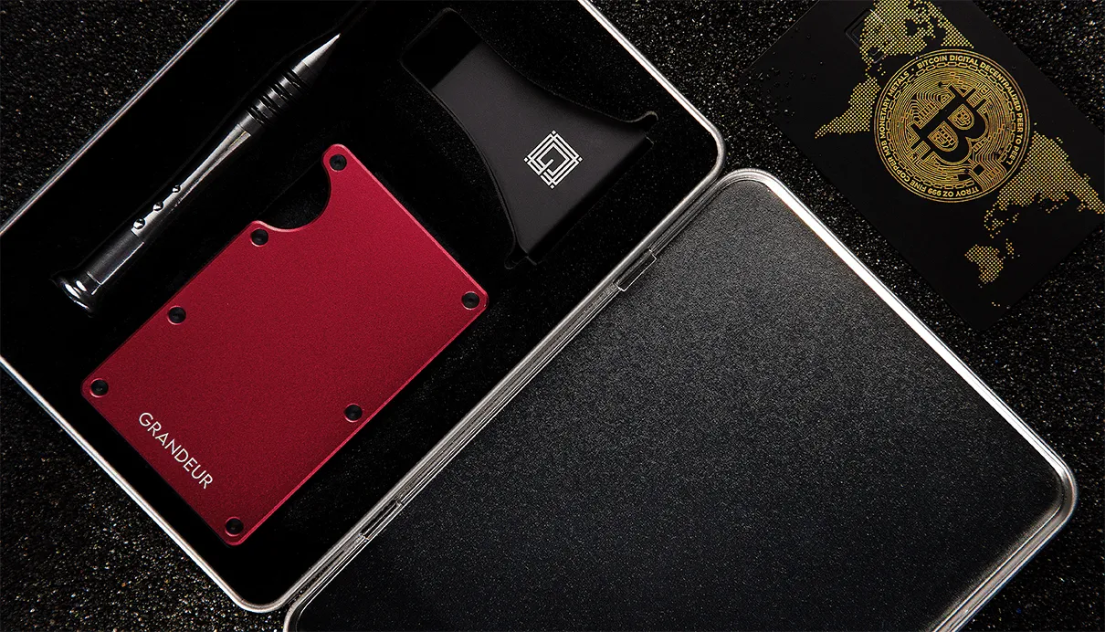 Grandeur - Aluminium Volcano Red Cardholder RFID 85 X 45 MM