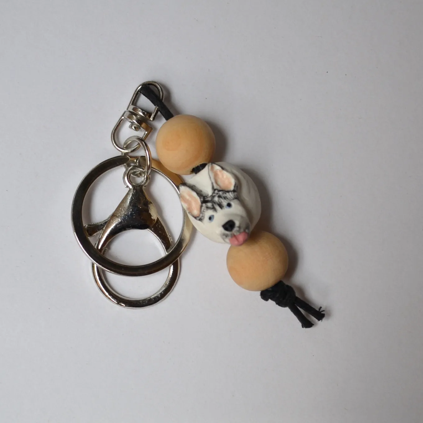 Husky keyring - handmade polymer clay husky keychain