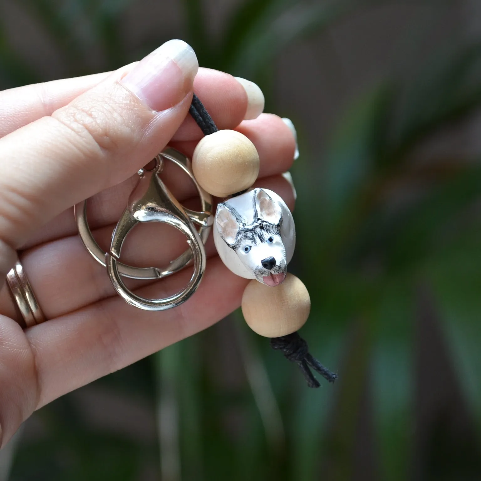 Husky keyring - handmade polymer clay husky keychain