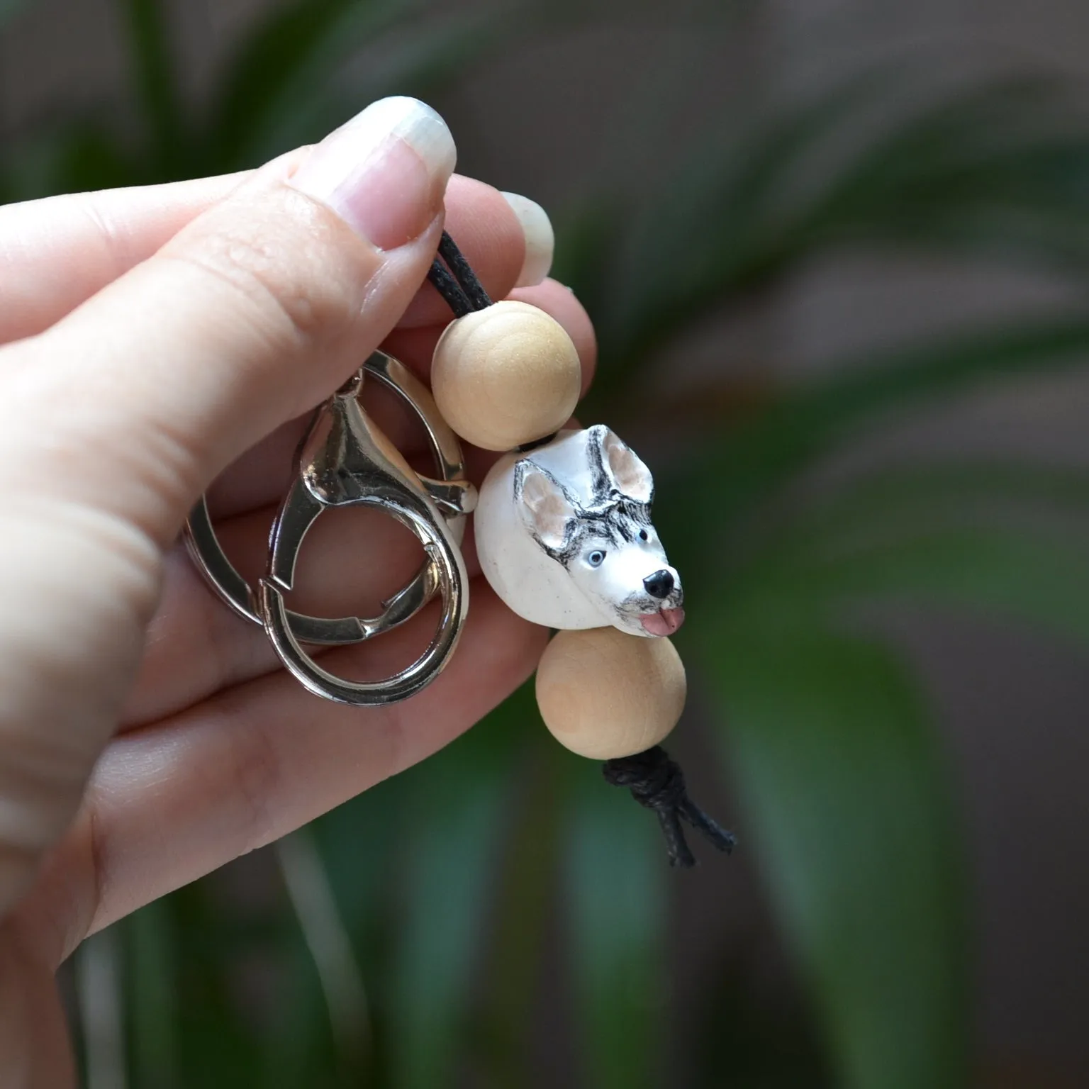 Husky keyring - handmade polymer clay husky keychain