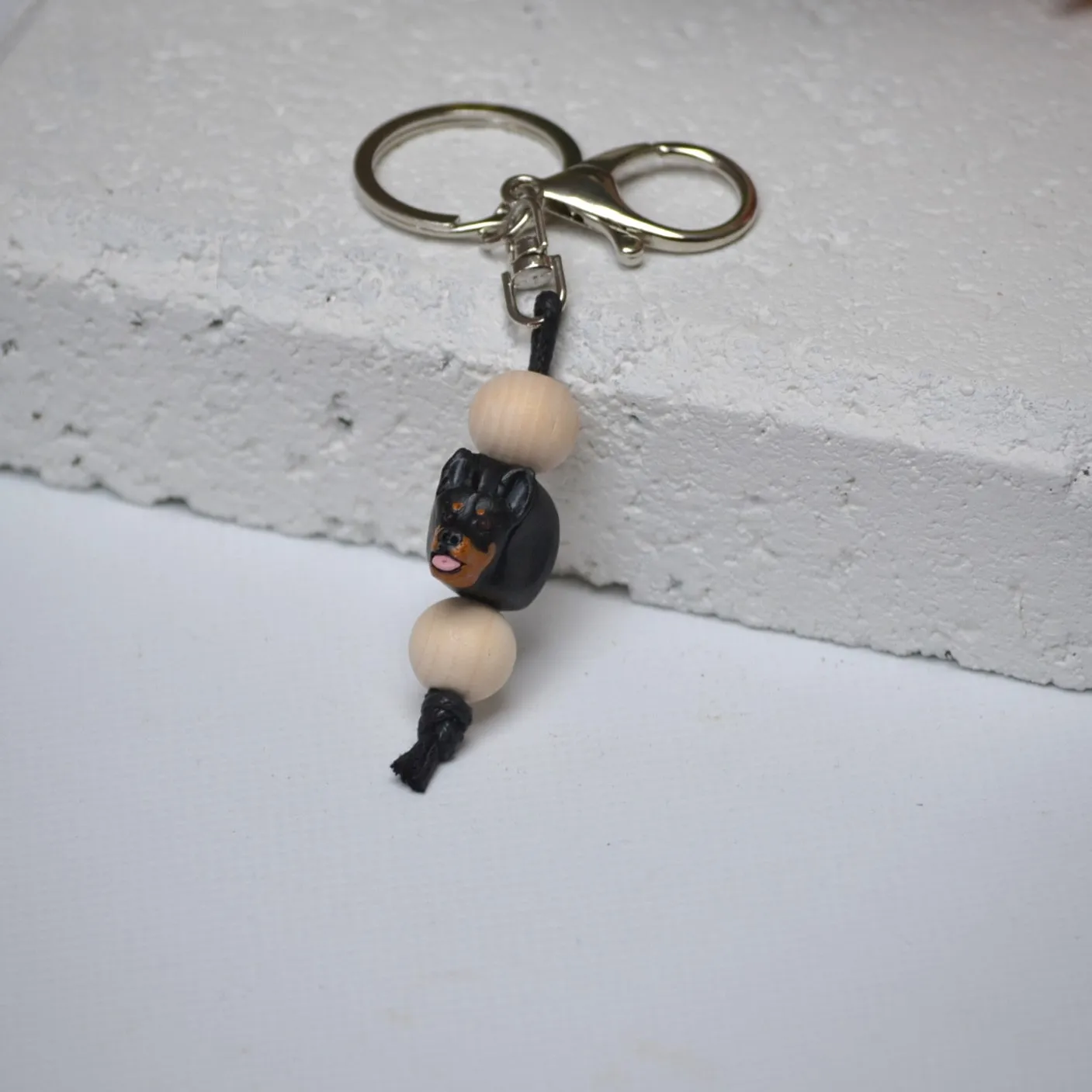 Kelpie keyring - handmade polymer clay kelpie dog keychain