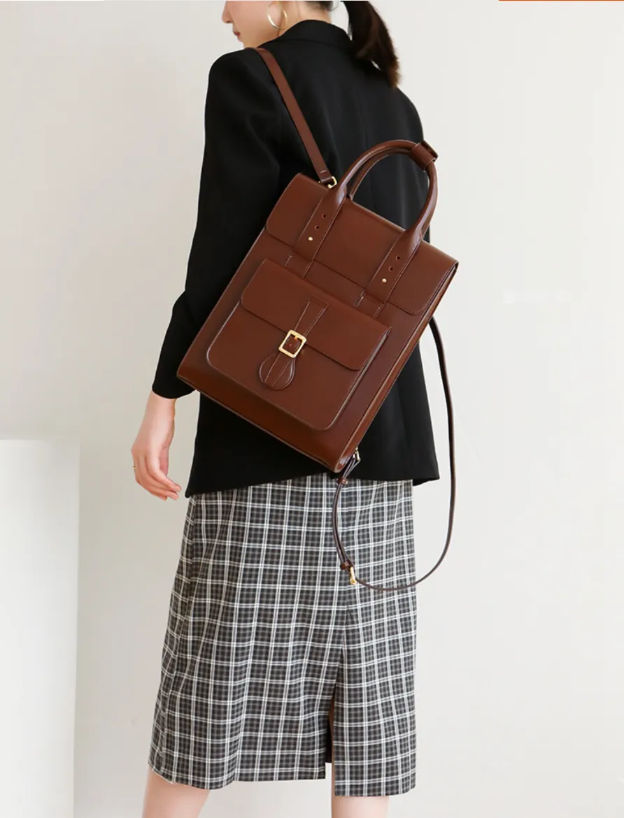 Large Laptop Briefcase Leather Backpack
