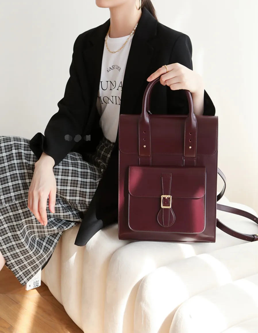 Large Laptop Briefcase Leather Backpack