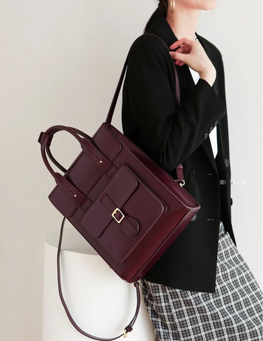 Large Laptop Briefcase Leather Backpack