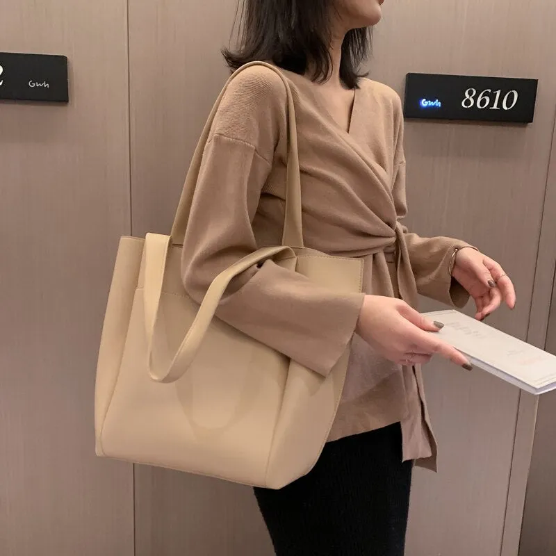 Large PU Leather Branded Handbag Solid Color Branded Bags 2020 Shoulder Handbags Female Travel Totes Lady Designer Hand Bag