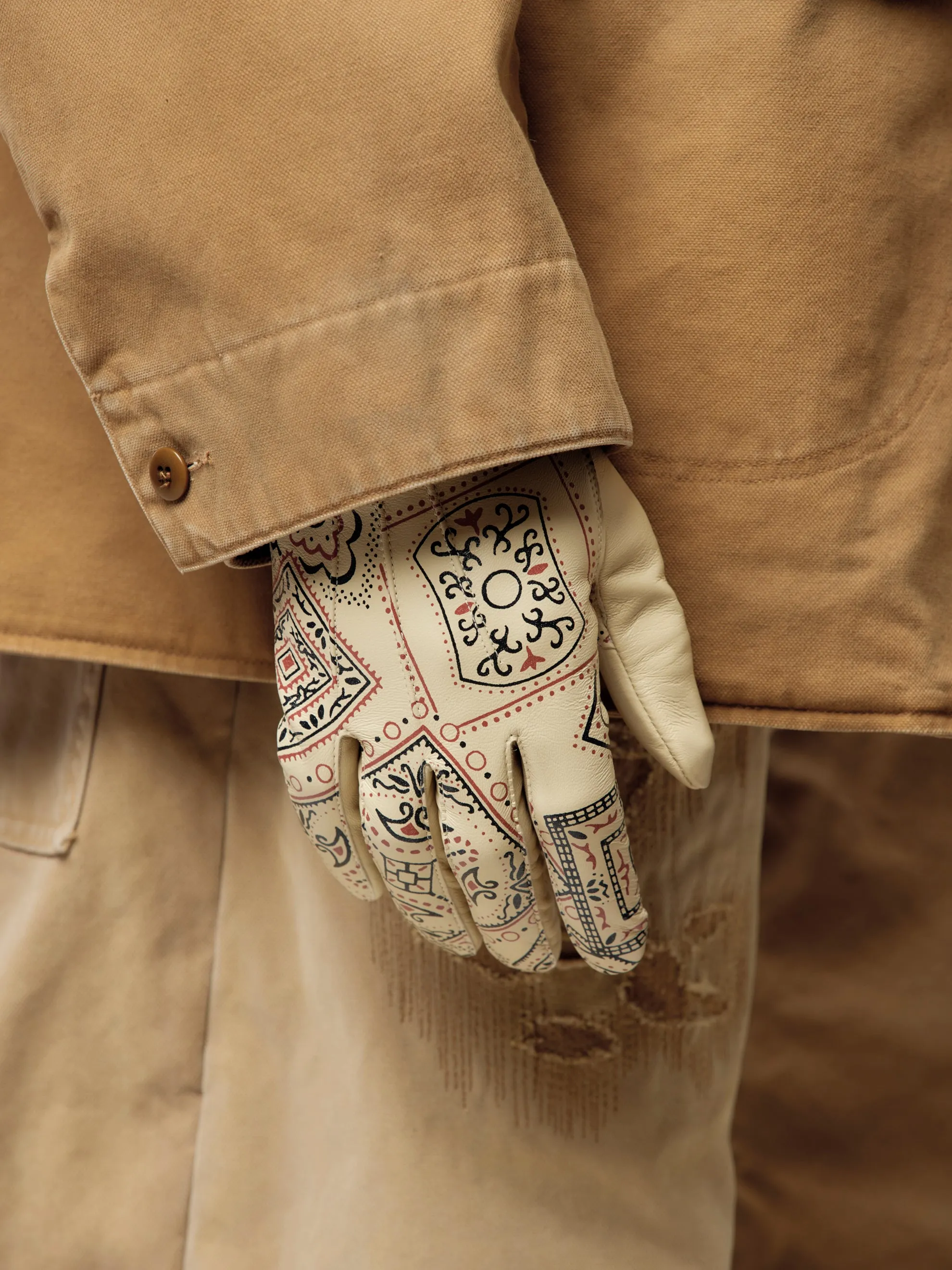 Leather COOKIE Bandana Gloves (Ecru)