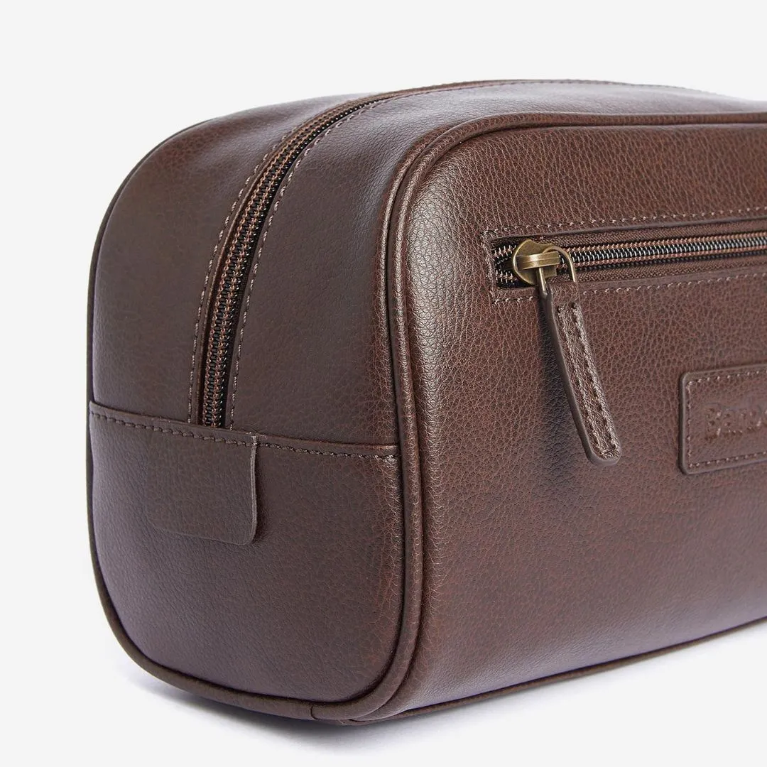 Leather Washbag (Dark Brown)
