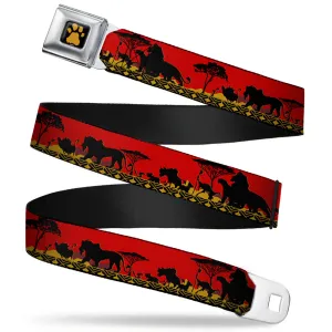 Lion King Paw Full Color Black Gold Seatbelt Belt - Mufasa & Simba JUST CAN'T WAIT TO BE KING/Family Silhouette Webbing