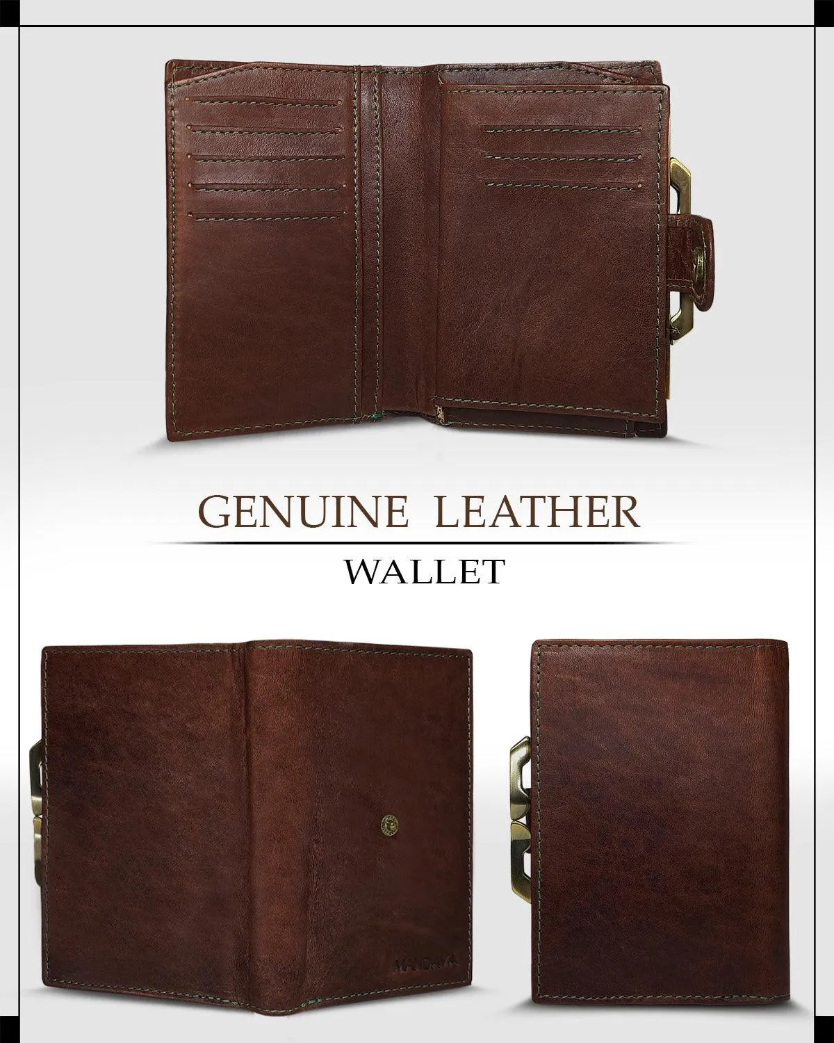 MANDAVA Women's Bifold Genuine Leather Wallet | Ladies Slim Compact Card Holder Organizer Coin Purse