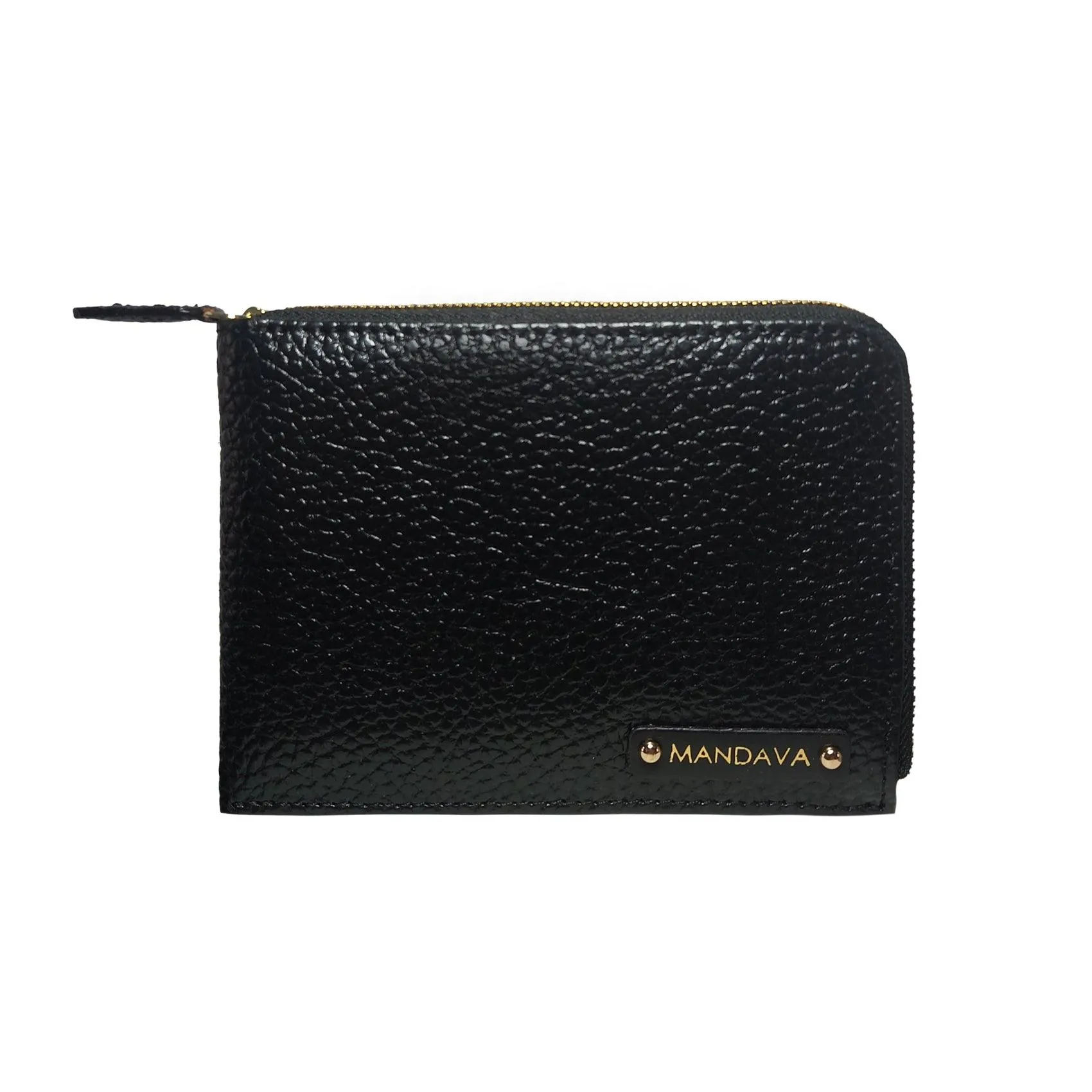 MANDAVA Women's/Ladies Small PU Leather Slim Compact Passport Holder Zipper Travel Wallet (Black)