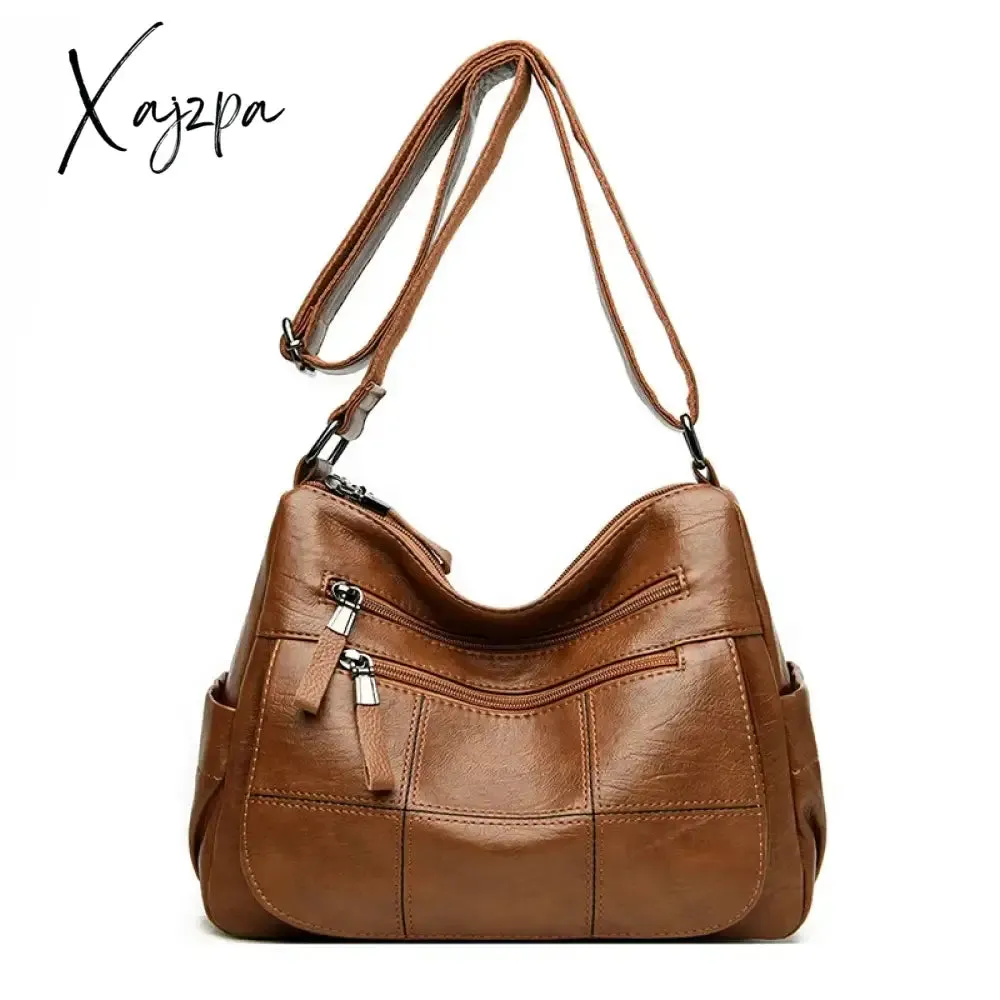 Many Pockets Shoulder Crossbody Bags for Women 2024 Brand Leather Ladies Designr Handbags Winter Style Messenger Bags Sac A Main