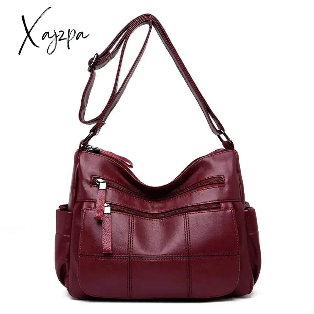 Many Pockets Shoulder Crossbody Bags for Women 2024 Brand Leather Ladies Designr Handbags Winter Style Messenger Bags Sac A Main