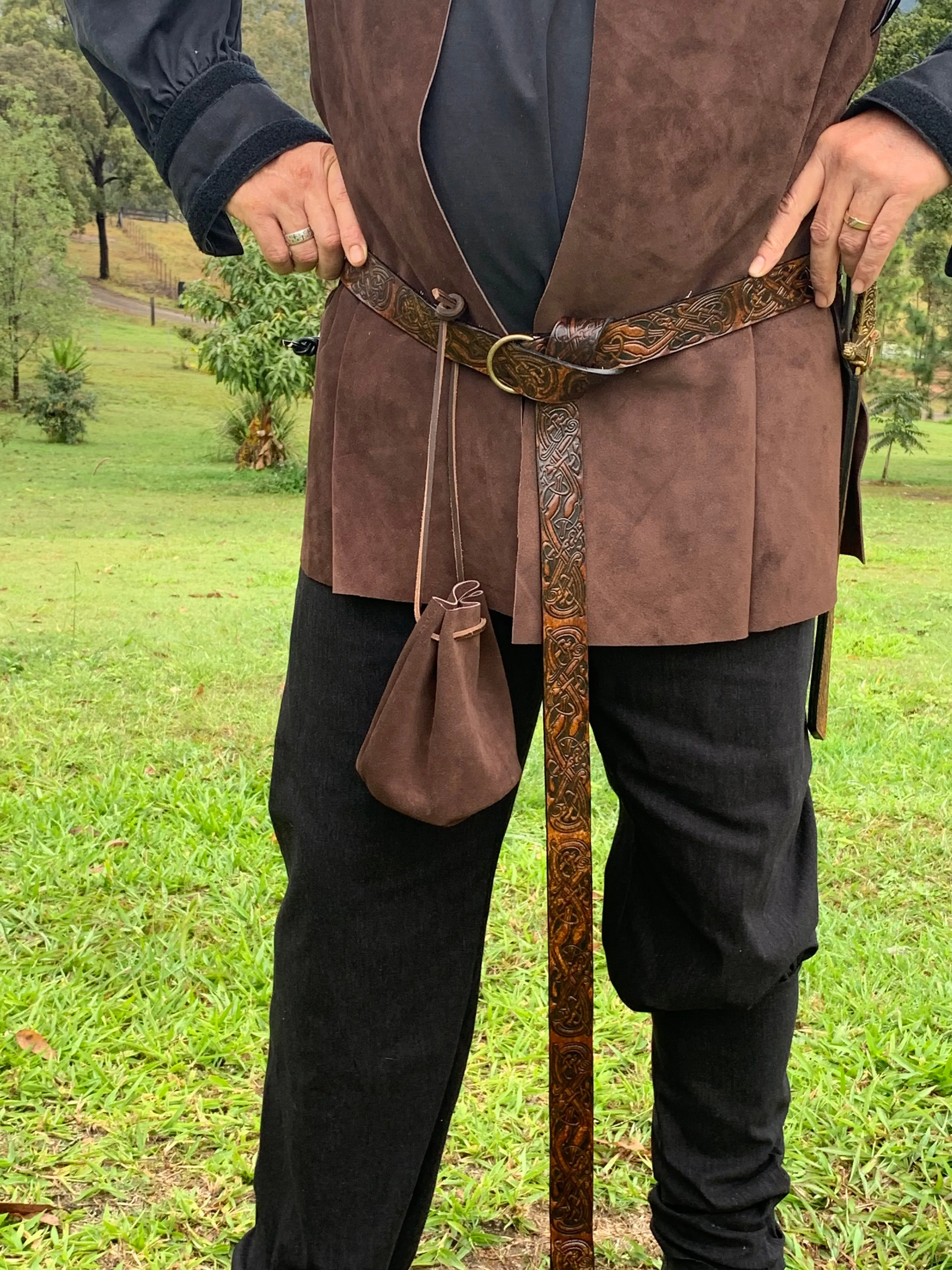 Medieval/Viking Leather Belts with Antique Brass Ring 1.5"