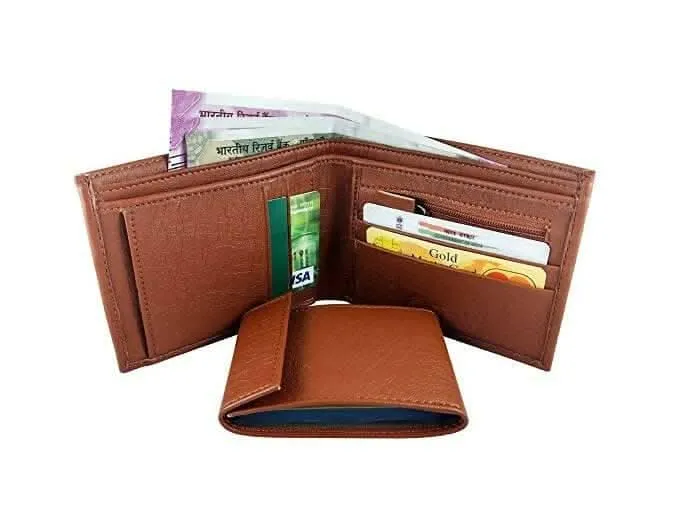 Men's Artificial Leather Belt And Wallet Combo (Brown)