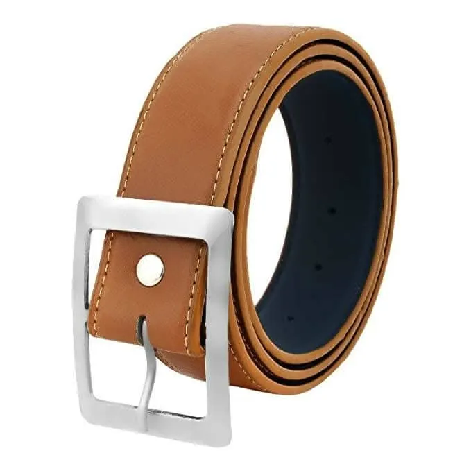 Men's Artificial Leather Belt And Wallet Combo (Brown)