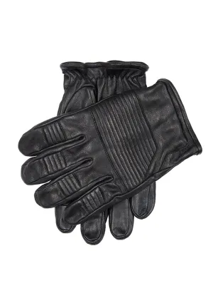 Men’s Touchscreen Water-Resistant Lined Goatskin Leather Gloves with Stitch Detail
