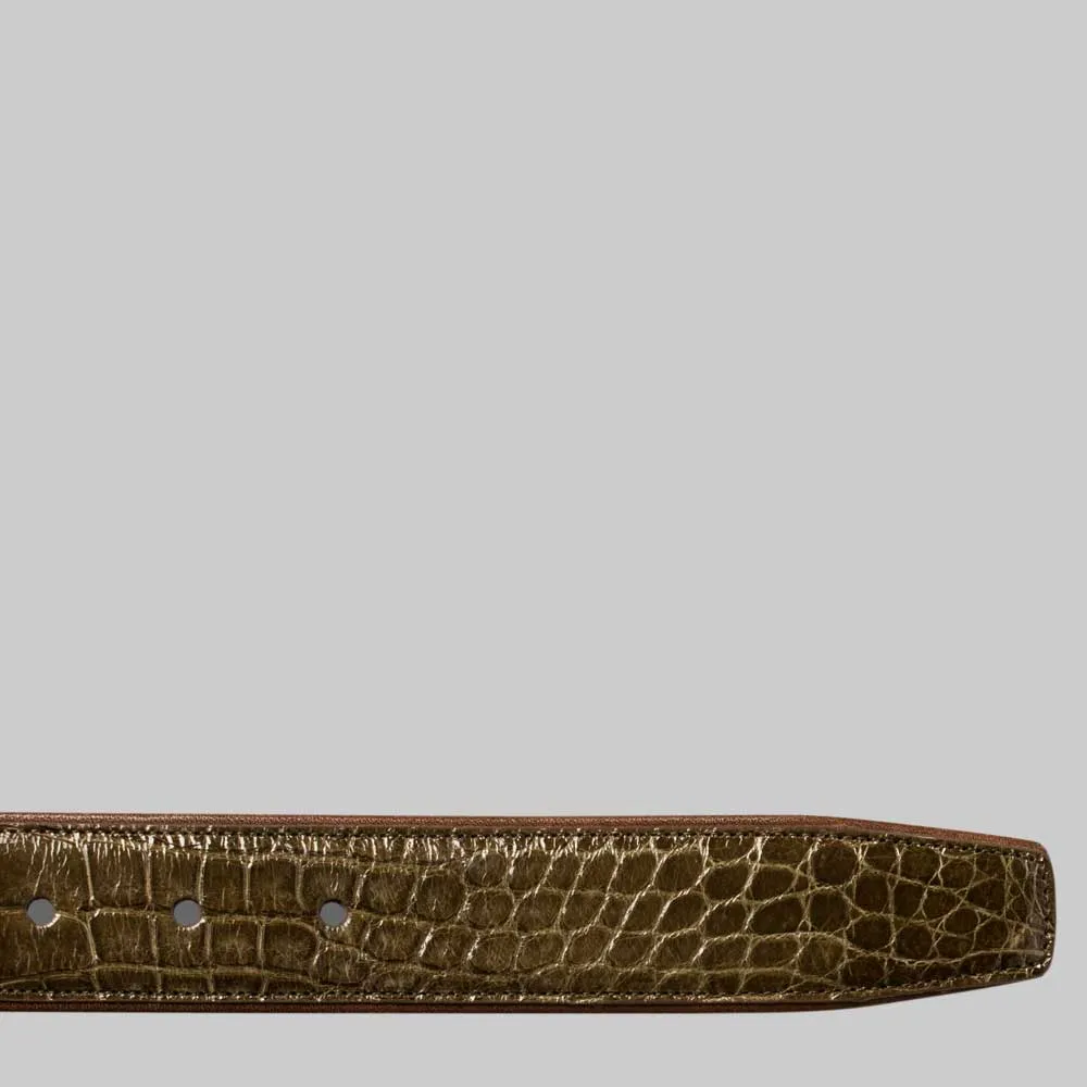Mezlan Men's Belts Olive Exotic Alligator AO7907 (MZB1081)