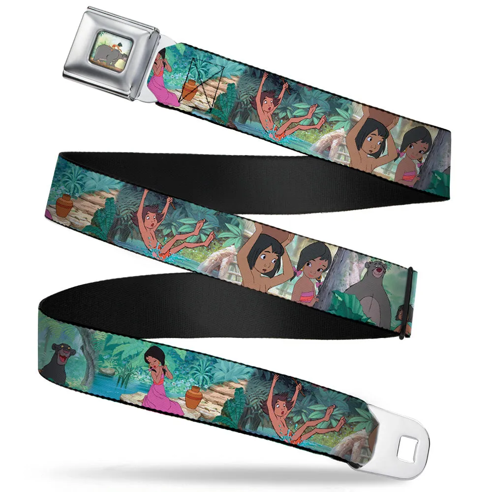 Mowgli Riding Baloo Full Color Seatbelt Belt - The Jungle Book Scenes Webbing