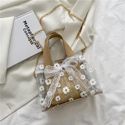 NEW PVC transparent bag Straw Summer beach bag Ladies handbags travel crossbody bags For Women Purse sac transparent femme 2020