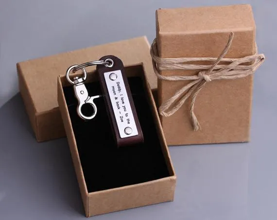 Personalized Double Sided Engraving Leather Keychain