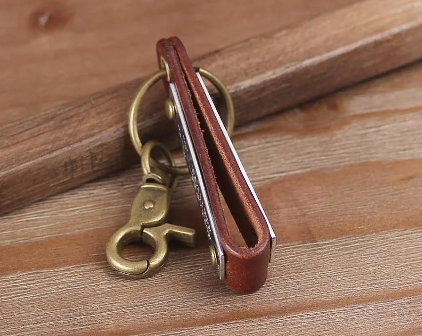 Personalized Double Sided Engraving Leather Keychain
