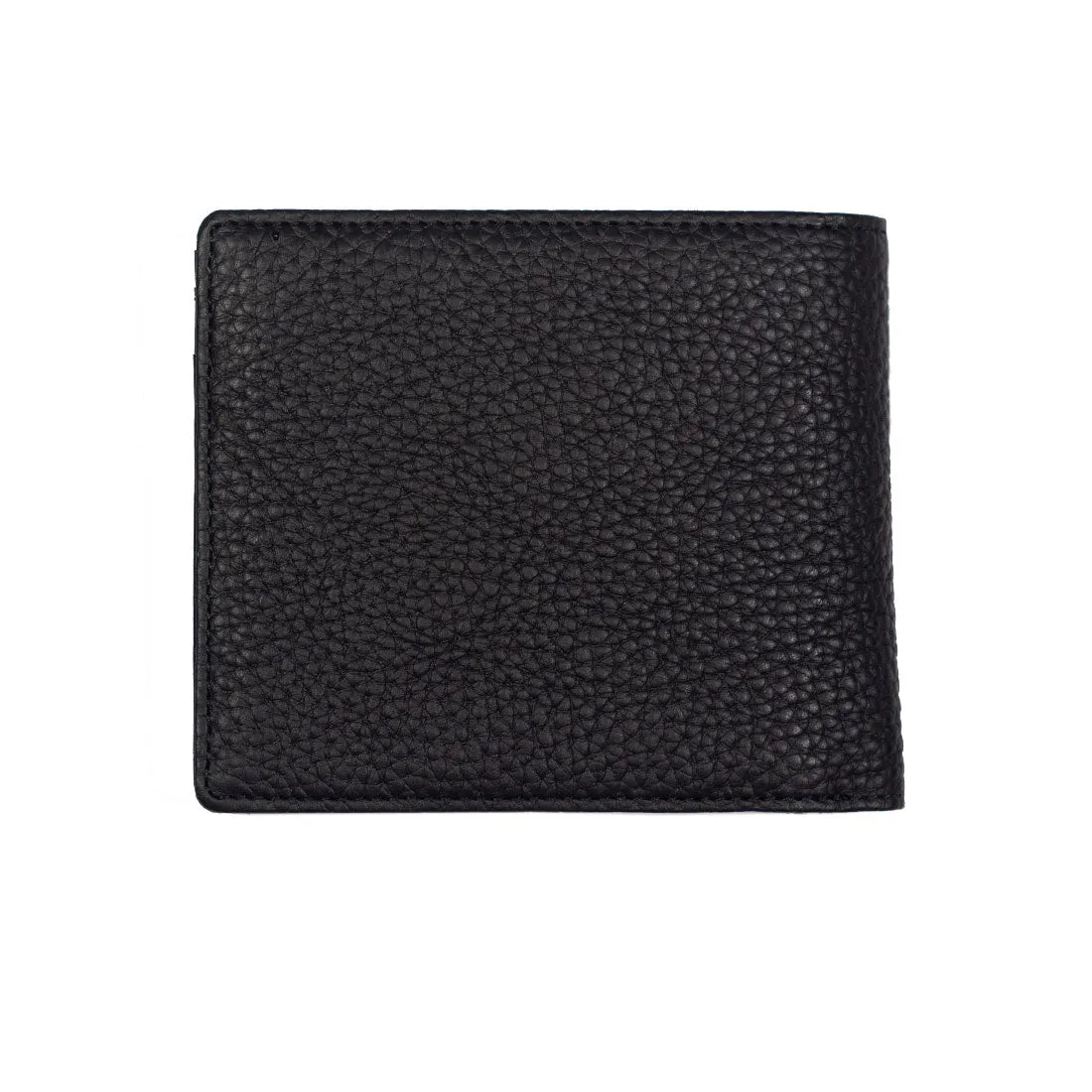 "Deater" billfold wallet with coin purse in black shrunken leather
