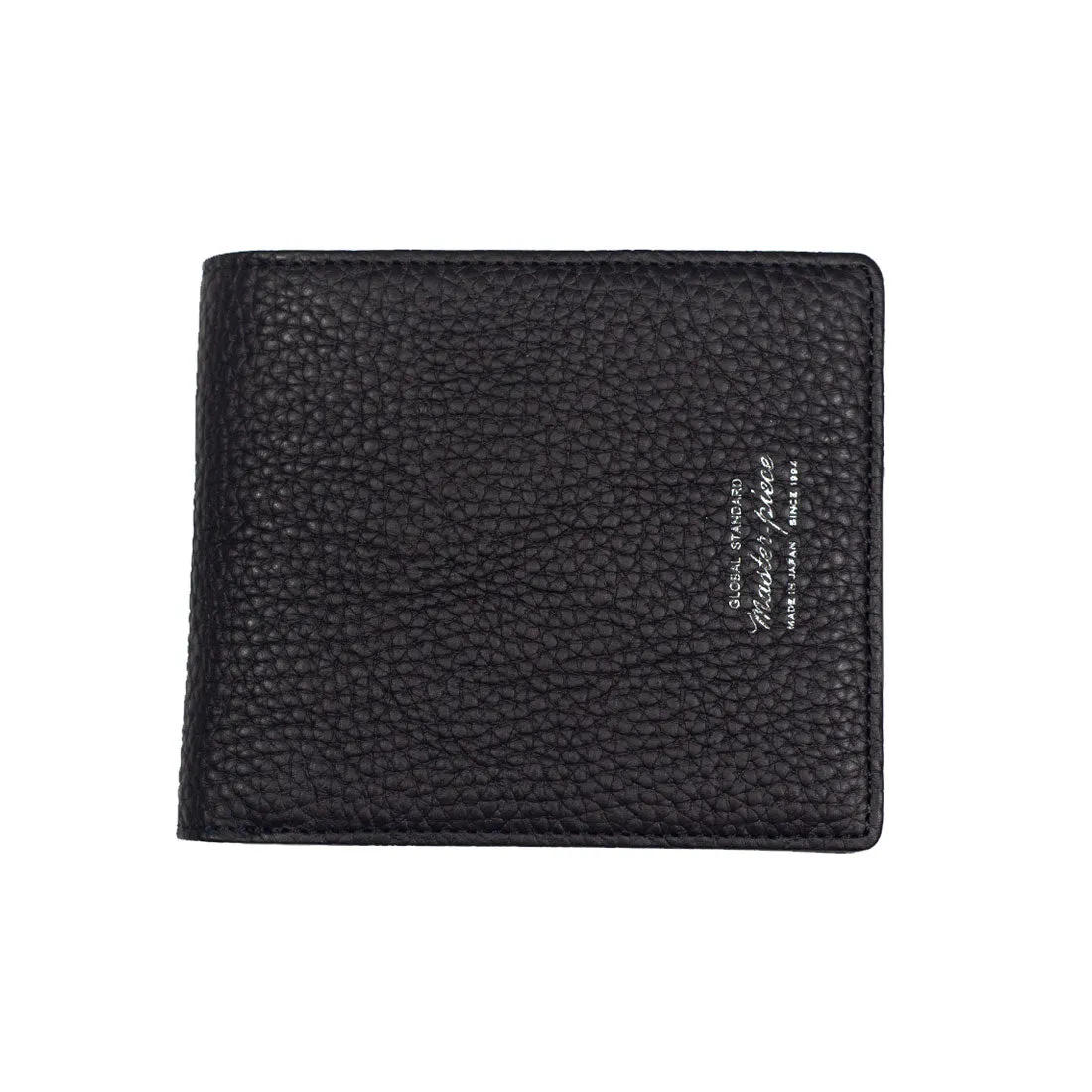 "Deater" billfold wallet with coin purse in black shrunken leather