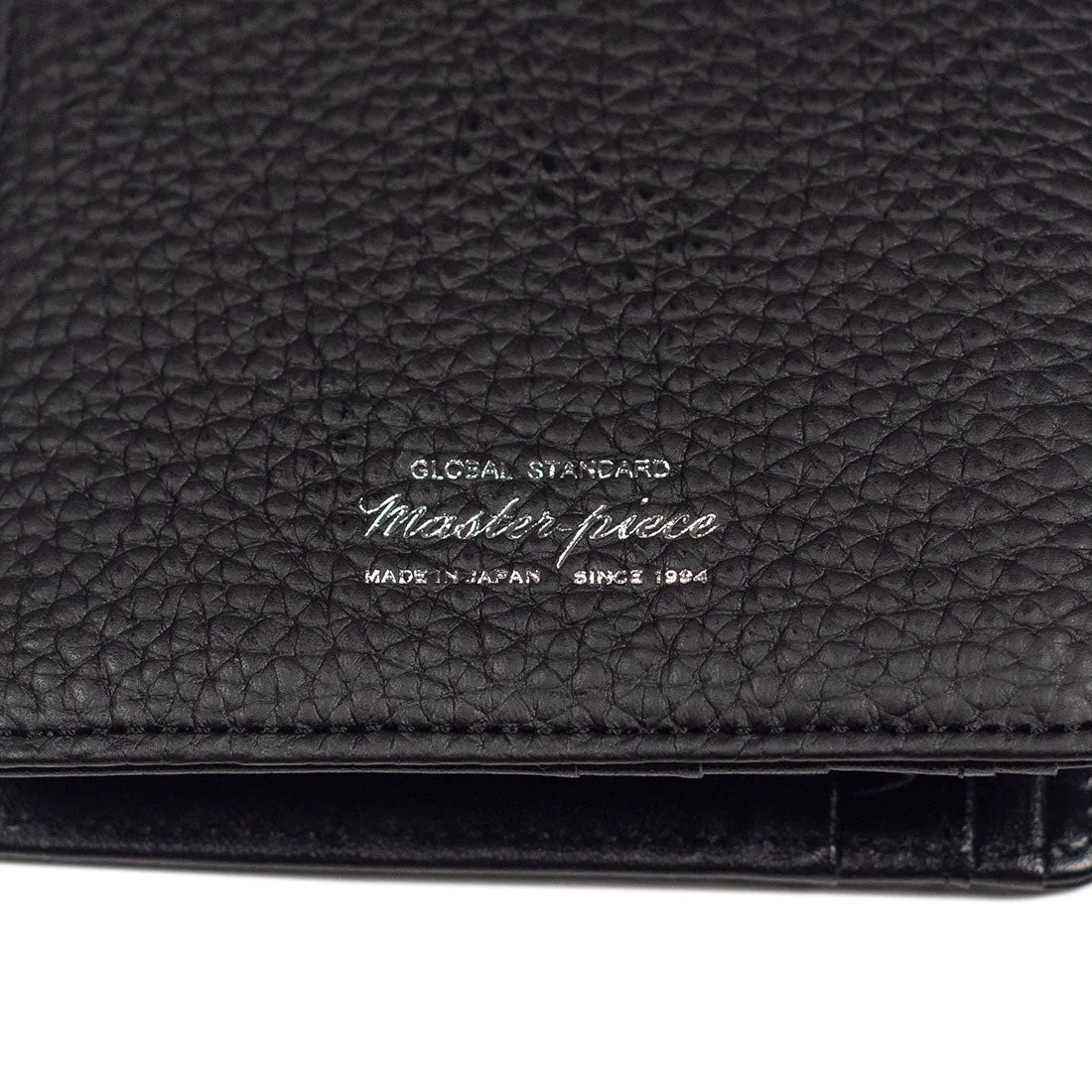 "Deater" billfold wallet with coin purse in black shrunken leather
