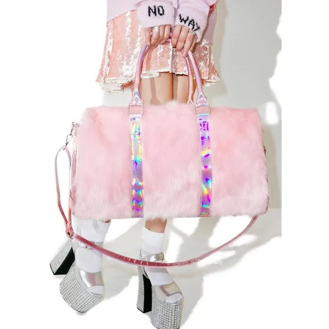 Rainbow Furry Travel Bag