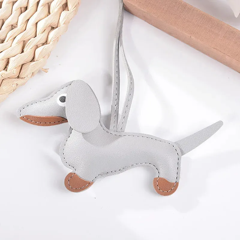 Realistic Dachshund PU leather Keychains