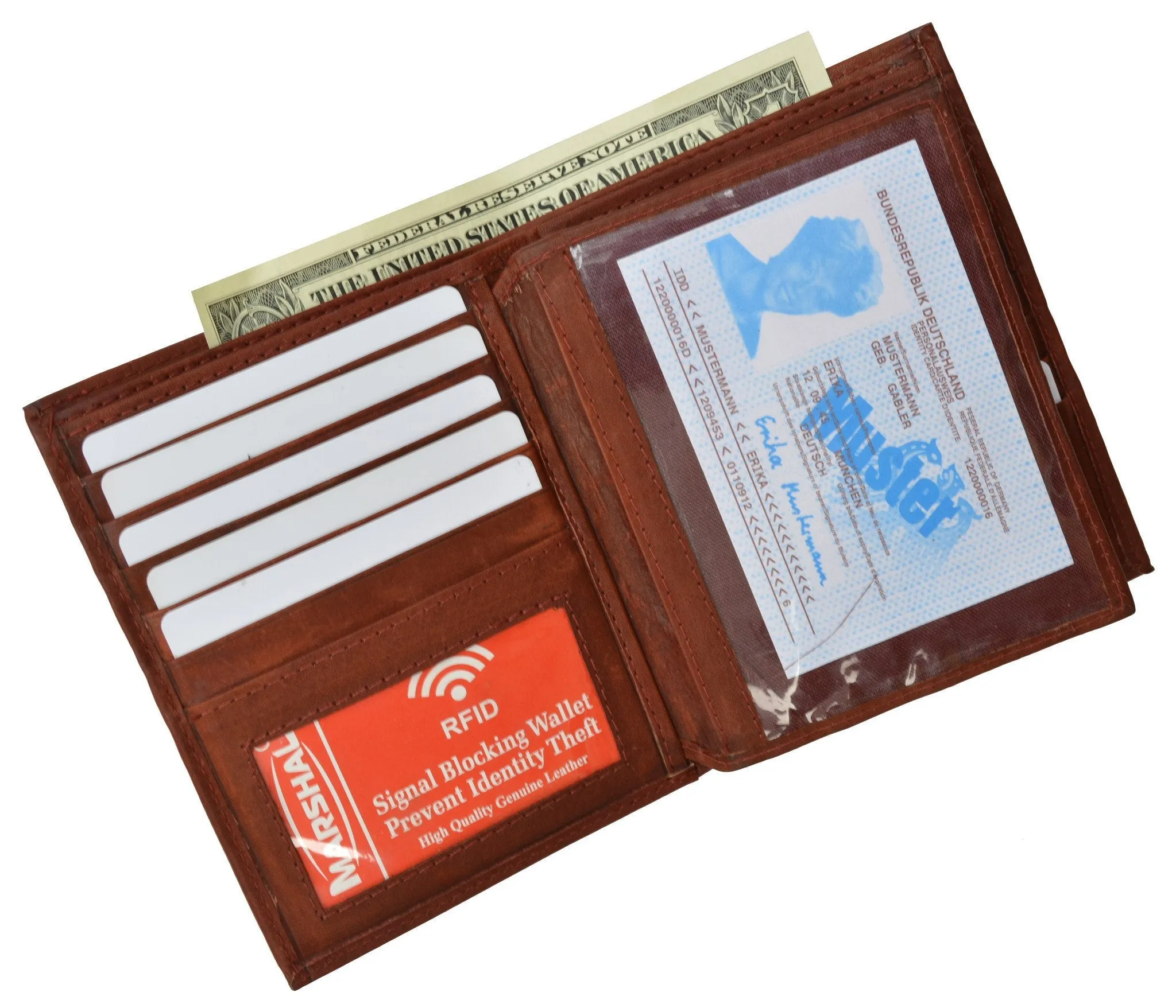 RFID Blocking Bifold Hipster Multi Credit Card ID Holder Wallet Premium Leather RFID 5502 (C)