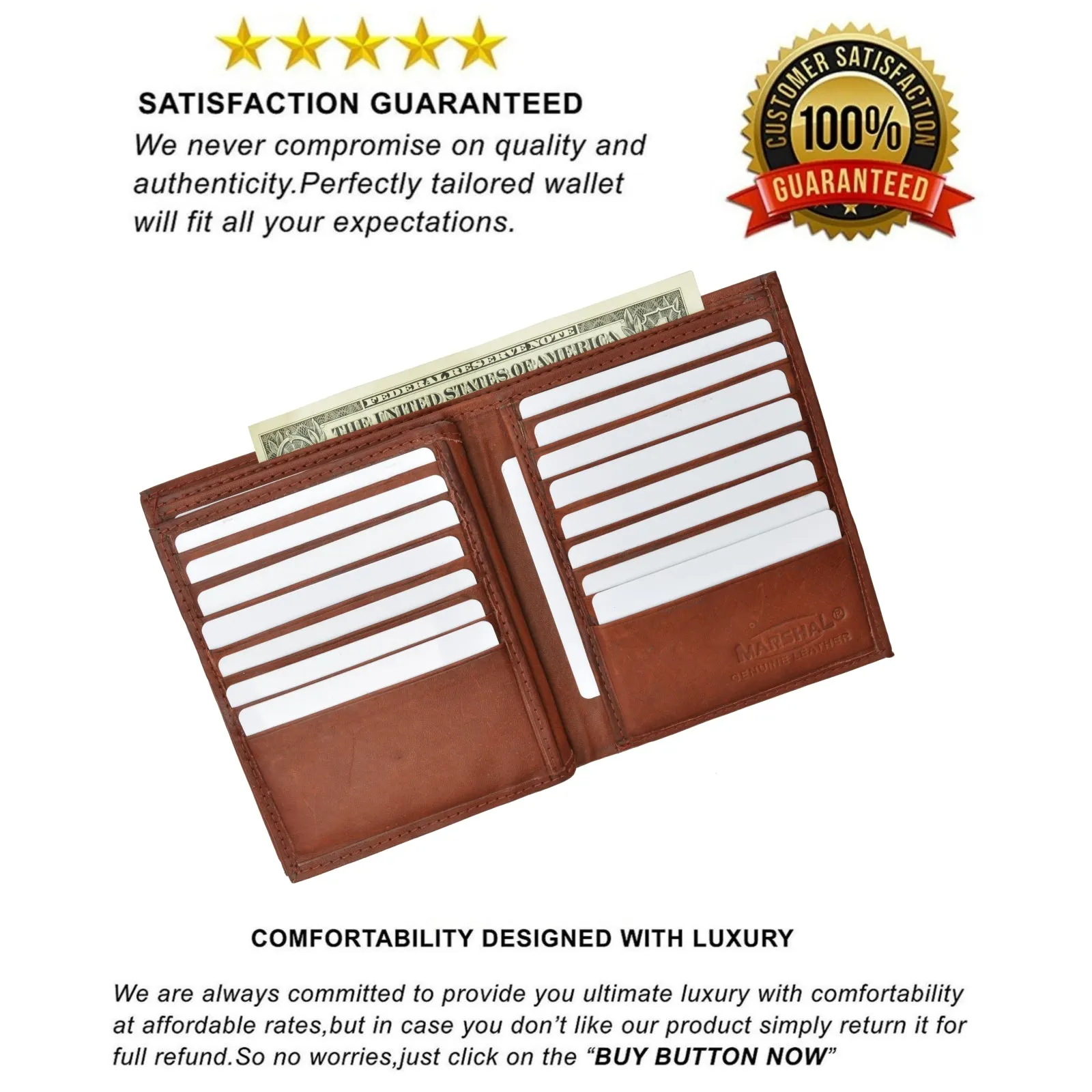 RFID Blocking Bifold Hipster Multi Credit Card ID Holder Wallet Premium Leather RFID 5502 (C)