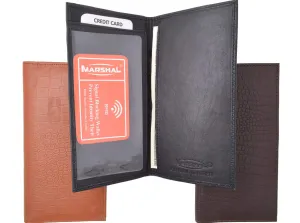 RFID Blocking Brand New Hand Crafted Premium Genuine Soft Leather Simple Checkbook Cover Croco Pattern RFIDP156CR (C)