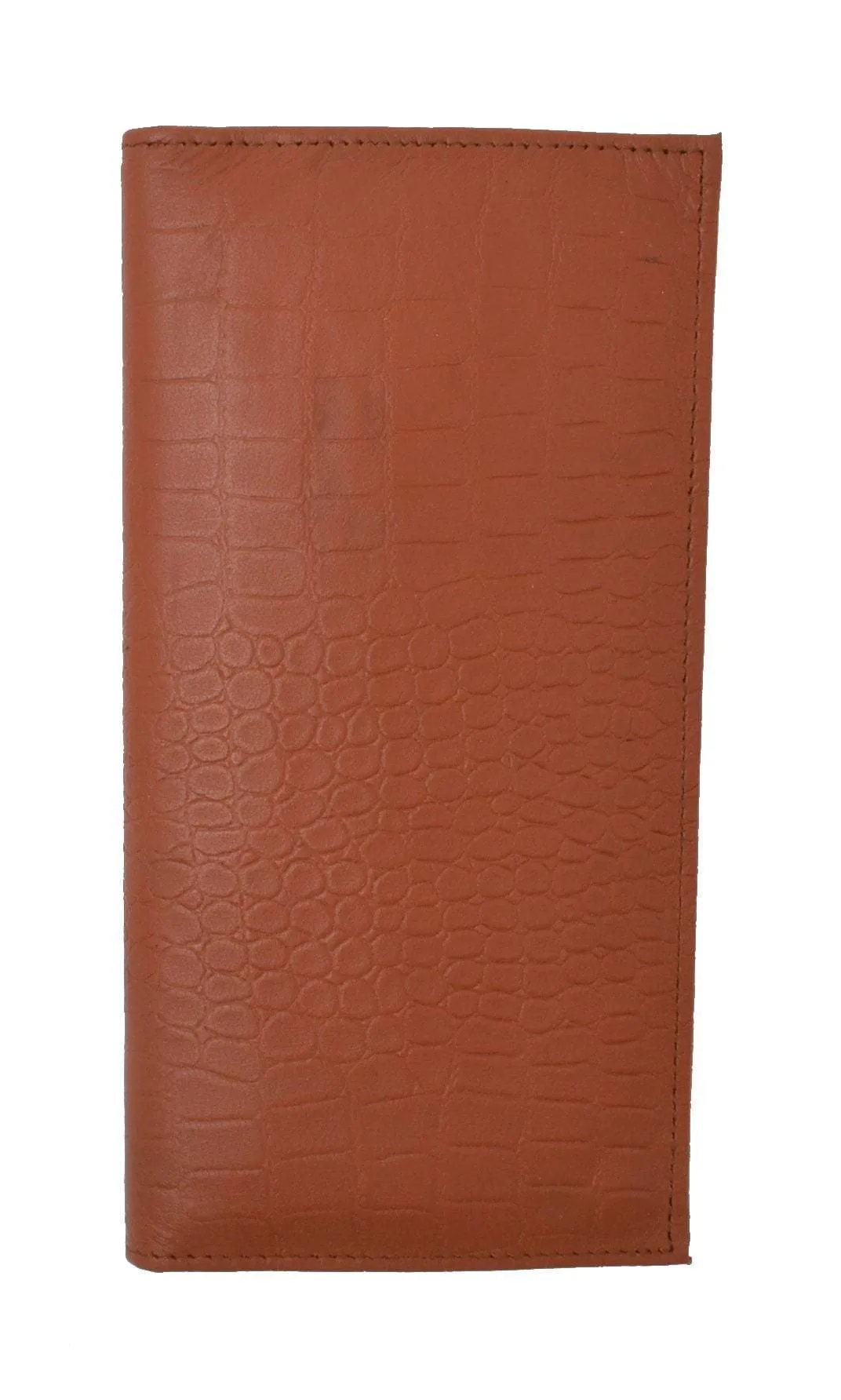 RFID Blocking Brand New Hand Crafted Premium Genuine Soft Leather Simple Checkbook Cover Croco Pattern RFIDP156CR (C)