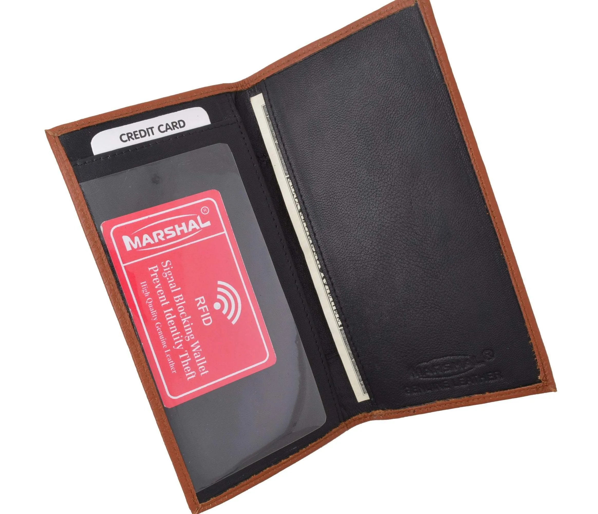 RFID Blocking Brand New Hand Crafted Premium Genuine Soft Leather Simple Checkbook Cover Croco Pattern RFIDP156CR (C)