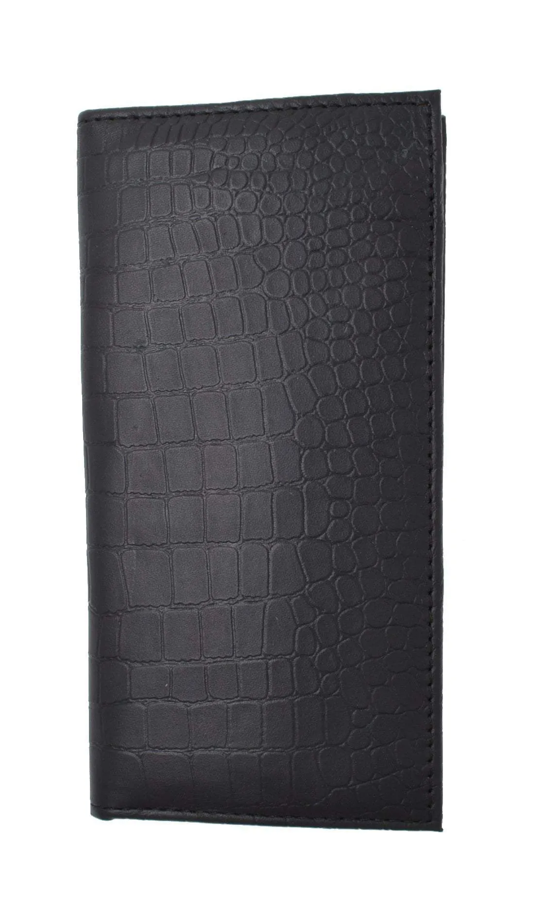 RFID Blocking Brand New Hand Crafted Premium Genuine Soft Leather Simple Checkbook Cover Croco Pattern RFIDP156CR (C)