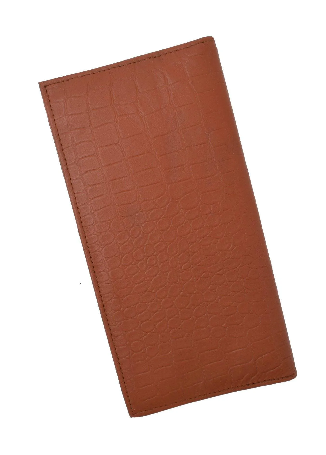 RFID Blocking Brand New Hand Crafted Premium Genuine Soft Leather Simple Checkbook Cover Croco Pattern RFIDP156CR (C)