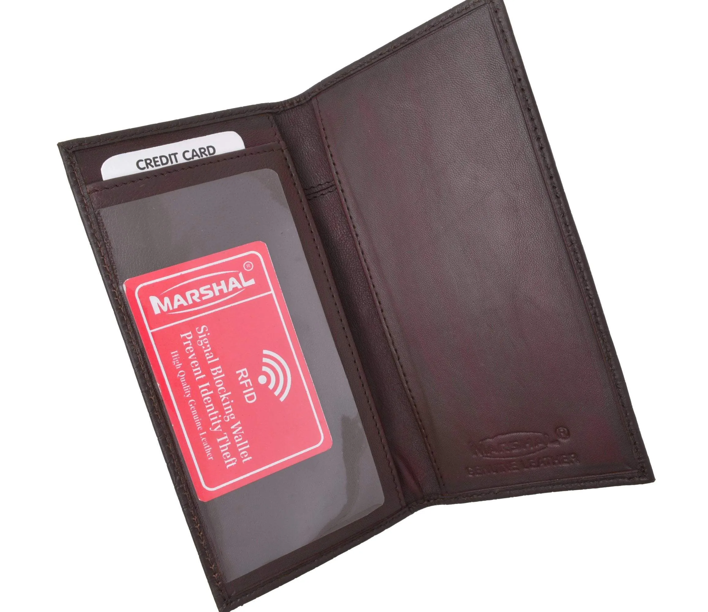 RFID Blocking Brand New Hand Crafted Premium Genuine Soft Leather Simple Checkbook Cover Croco Pattern RFIDP156CR (C)