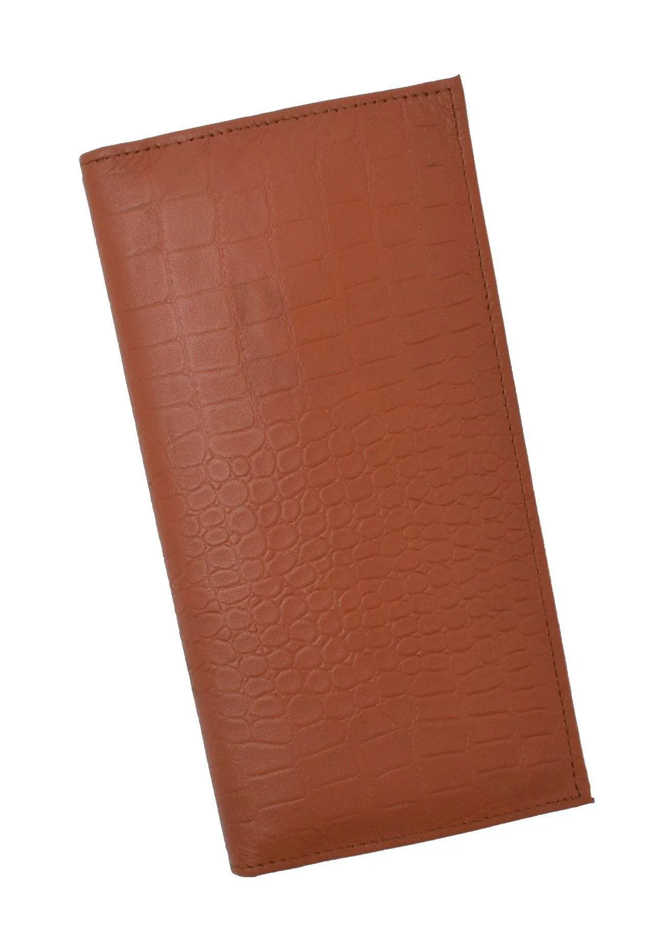 RFID Blocking Brand New Hand Crafted Premium Genuine Soft Leather Simple Checkbook Cover Croco Pattern RFIDP156CR (C)