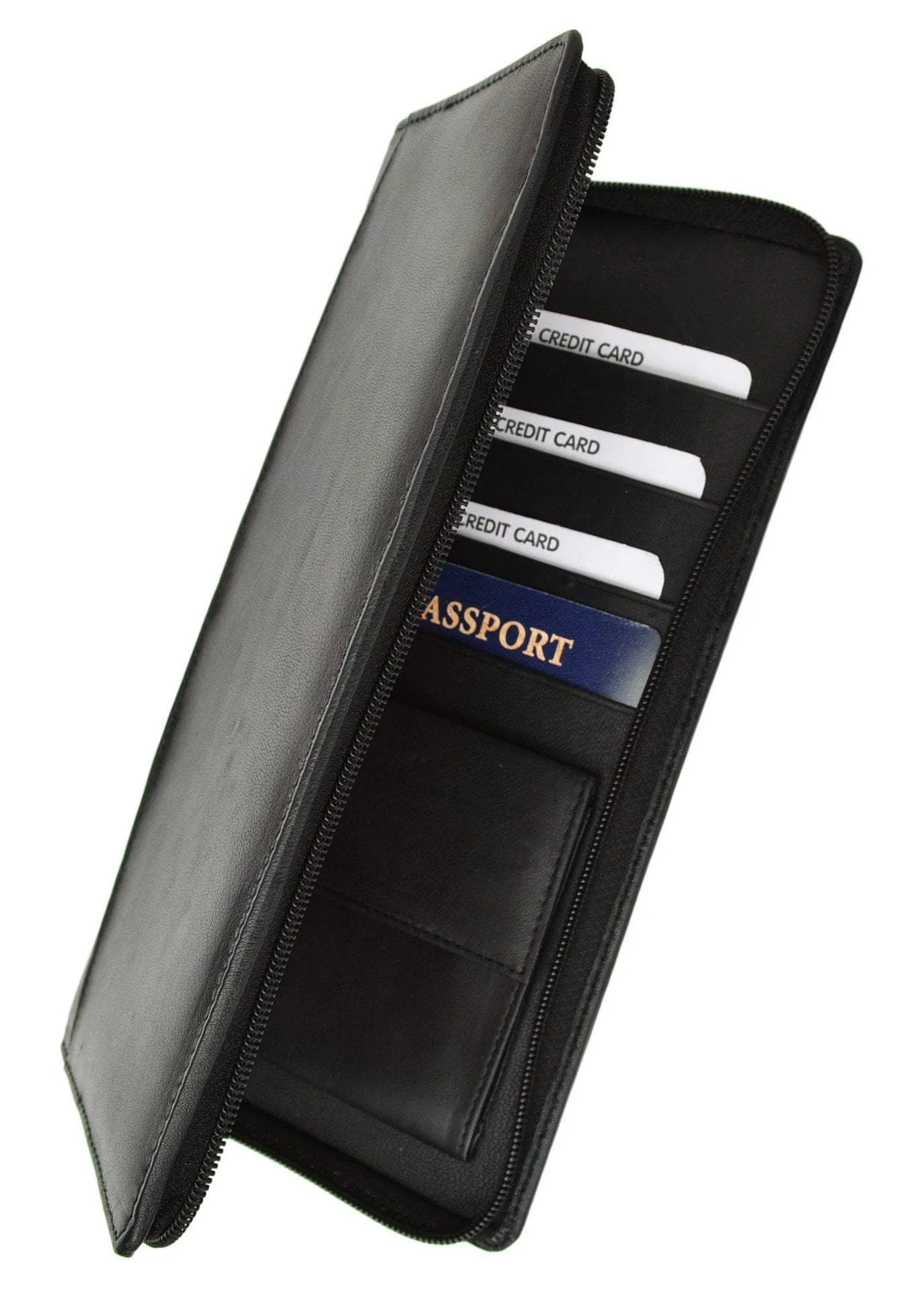 RFID Premium Leather Zipper Travel Credit Card Passport Wallet RFID P 663 (C)