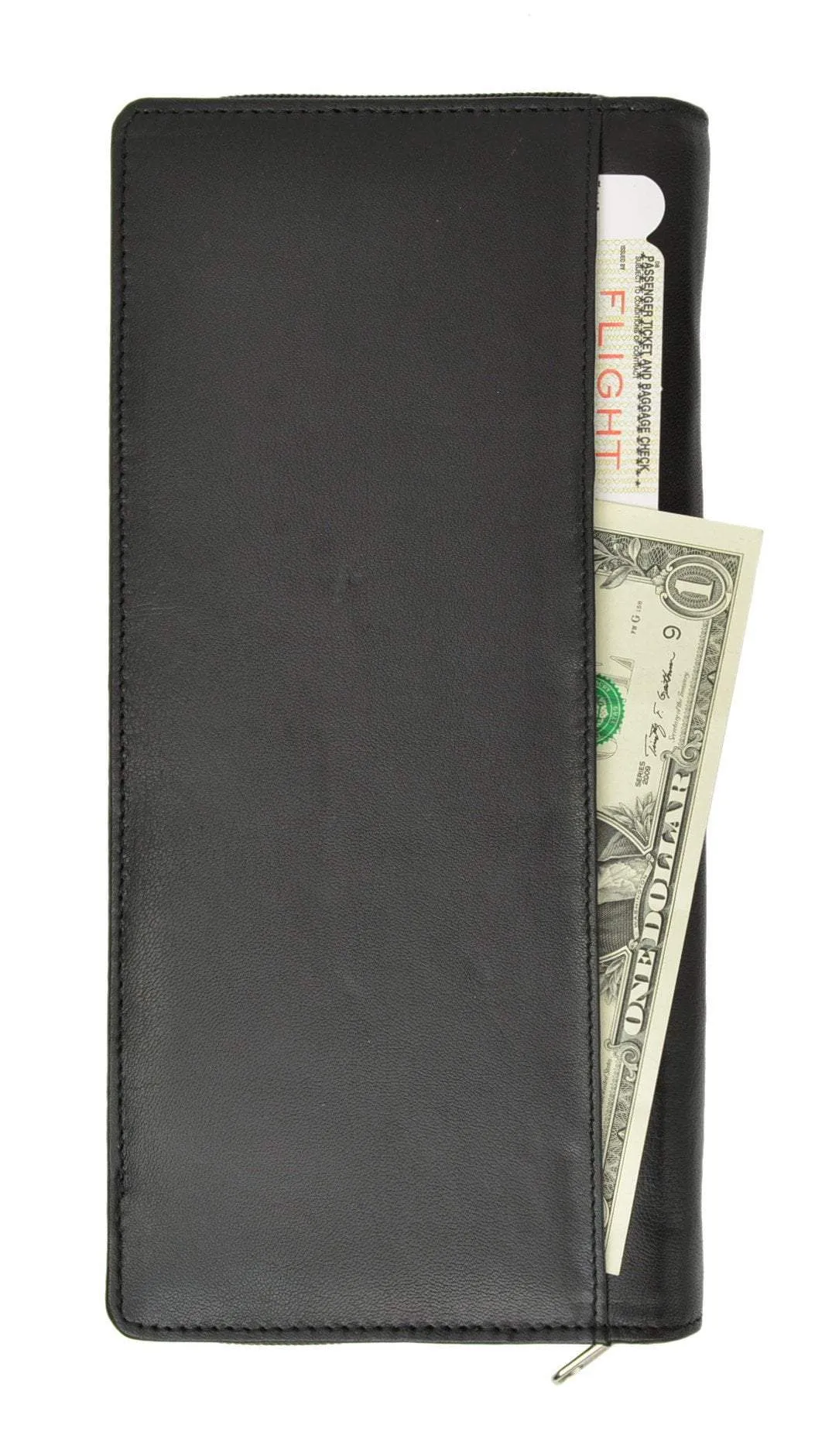 RFID Premium Leather Zipper Travel Credit Card Passport Wallet RFID P 663 (C)