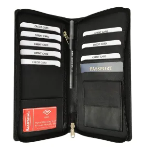 RFID Premium Leather Zipper Travel Credit Card Passport Wallet RFID P 663 (C)