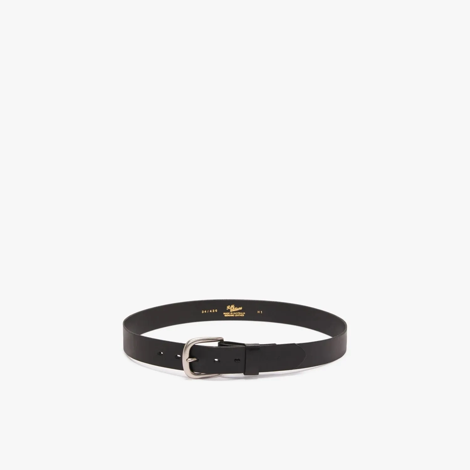 R.M.Williams - 1 1/2 Inch Traditional Belt - Brushed Metal Buckle - Black