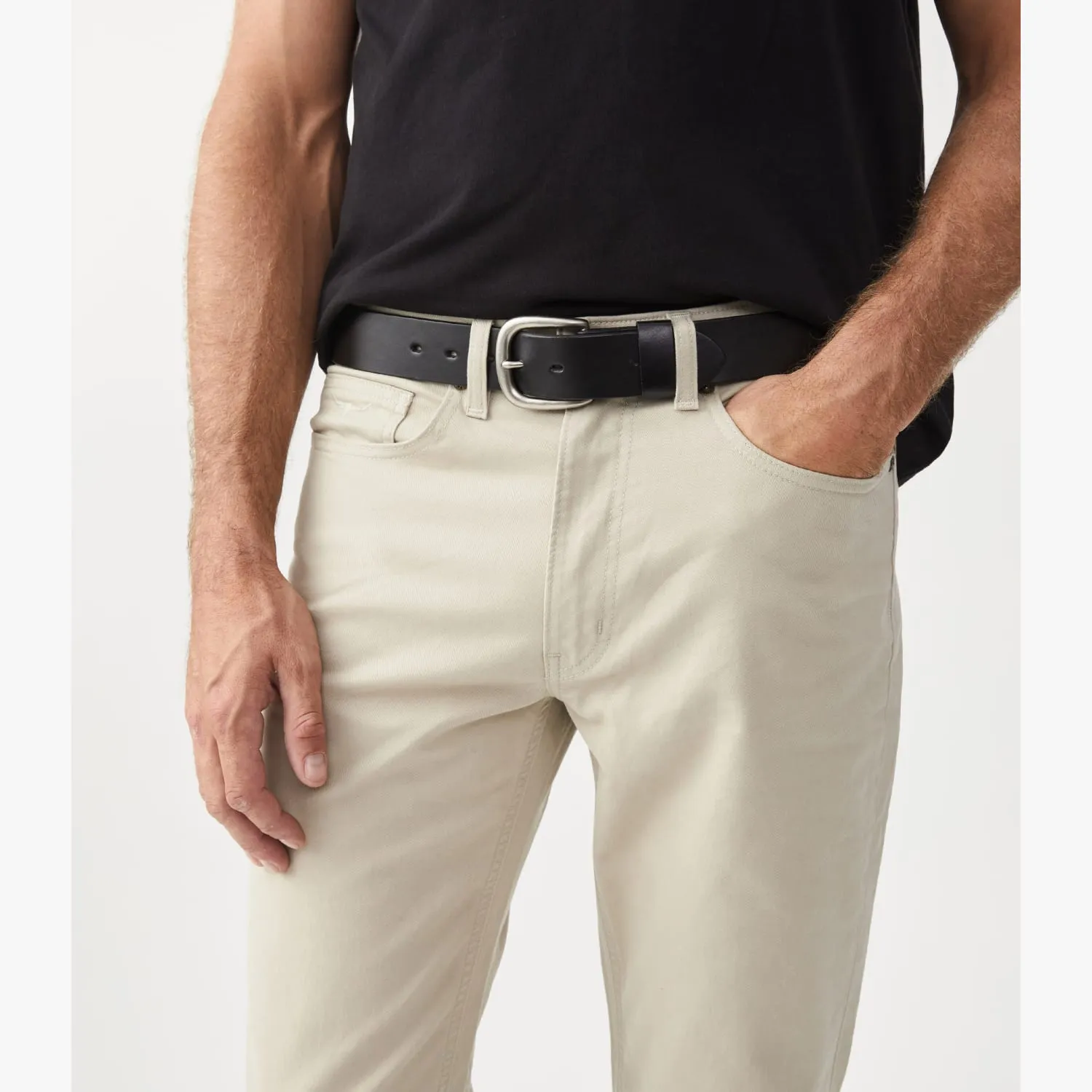 R.M.Williams - 1 1/2 Inch Traditional Belt - Brushed Metal Buckle - Black