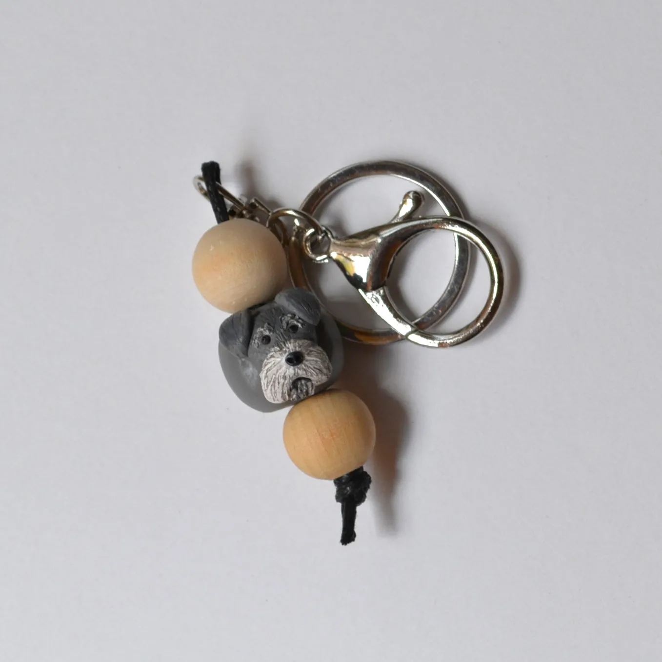 Schnauzer keyring - handmade polymer clay mini schnauzer keychain