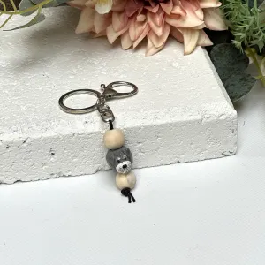 Schnauzer keyring - handmade polymer clay mini schnauzer keychain