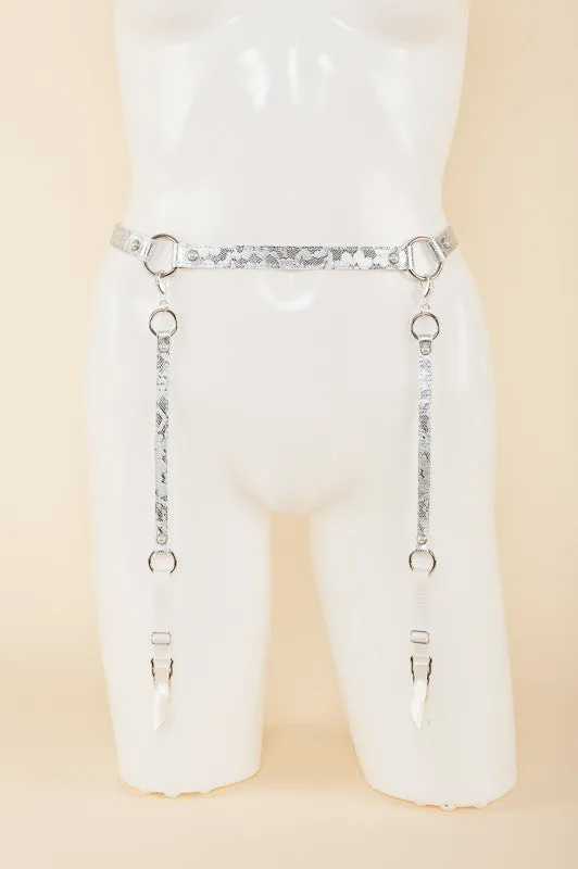 Silver Lace Garter Belt