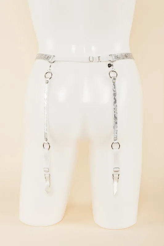 Silver Lace Garter Belt