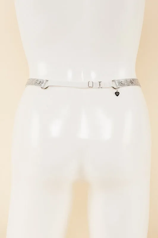 Silver Lace Garter Belt